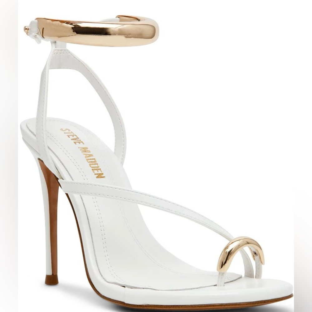 Steve Madden White and Gold Stiletto Heels